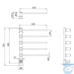 Полотенцесушитель электрический  Wonzon&Woghand Hamburg 52х72 WW-AL315-BR (с возможностью скрытого подключения, подключение универсальное) (никель)