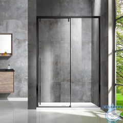 Дверь в нишу Vincea Lugano 120 профиль черный, стекло прозрачное VDS-1L120CLB-1