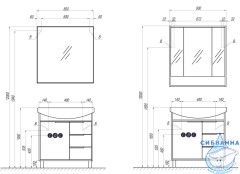 Тумба Акватон Рико 80 с раковиной Смайл 80 белый/ясень фабрик