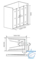 Дверь в нишу Bas LATTE WTW-TD-170-G-WE профиль белый, стекло матовое