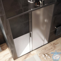 Дверь в нишу AM.PM Gem W90G-140-1-195BM 140 см профиль черный, стекло матовое