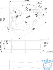 Акриловая ванна 1Marka Catania 150x105 L с каркасом