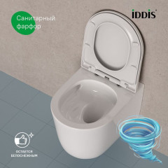 Унитаз подвесной безободковый Iddis Slide SLIRDSEi25 с сиденьем Soft Close (микролифт)