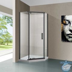 Душевое ограждение Vincea Stresa 90x90 профиль вороненая сталь, стекло прозрачное VSP-1S900CLGM