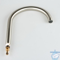 Излив для смесителя, кухня, J-образный, нержавеющая сталь, 204х277 мм, поворотный, сатин, IDDIS, 995J20S5SM