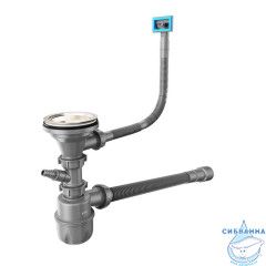 Сифон бутылочный, 3.1/2x40мм, с выпуском, гофротрубой, отводом и переливом, IDDIS, 900CVG1P10VD
