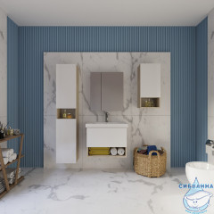 Тумба Dreja Perfecto 60 дуб эврика/белый глянец с раковиной Грэйс 60