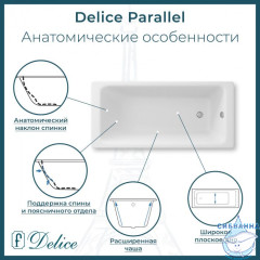 Чугунная ванна Delice Parallel 170х70 с ножками