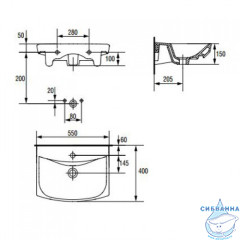 Раковина 55 см Cersanit Carina UM-CAR55/1