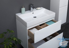 Тумба Aquanet Бруклин 70 белый с раковиной Slim Synergy 70 см 207804