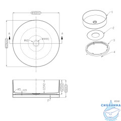 Раковина накладная ABBER Wasser Kreis AF2410BGM с черным основанием, оружейная сталь