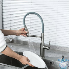 Смеситель для кухни Gappo G4398-55 (хром/серый)