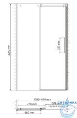 Дверь в нишу Wasserkraft Dinkel 140 см профиль хром, стекло прозрачное 58R31