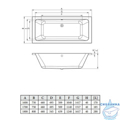 Ванна акриловая C-BATH Fortuna 180х80