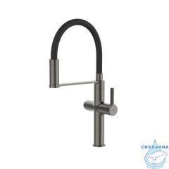 Смеситель для кухни с каналом для фильтрованной воды и гибким изливом, графит, Ikon, IDDIS, IKNGMFFi05