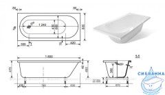 Ванна из искусственного мрамора Aquanet Lotos Stone 180х80 AQ-00332894