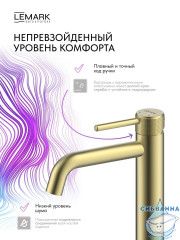 Смеситель для раковины Lemark Белуга LMF-8012B-BRLG (брашированное золото)