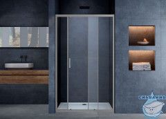 Дверь в нишу Vincea Alpha 130 профиль вороненая сталь, стекло прозрачное VDS-3AL130CLGM