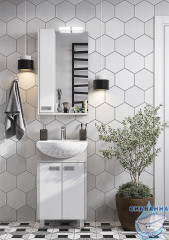 Тумба Акватон Бекка 50 с раковиной Смайл 50 белый/дуб сомерсет