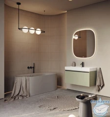 Тумба подвесная Aqwella Pure 80 шалфей зеленый, с раковиной Aqwella Вилис 80