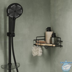 Полка одноярусная угловая, проволока стальная, чёрный матовый, Grid, Milardo, GRICC1BM44