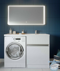 Тумба Акватон Лондри 60 белый глянец с раковиной Лондри 120