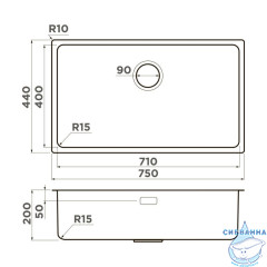 Кухонная мойка Omoikiri Tadzava 75-U/I-IN ULTRA 15 нержавеющая сталь