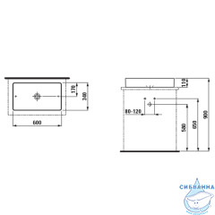 Раковина на столешницу 60 см Laufen Living Square 8.1143.4.000.112.1
