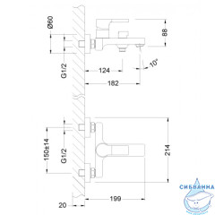 Смеситель для ванны Lemark Aura LM0614CH с аксессуарами (хром)