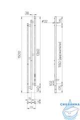 Полотенцесушитель электрический Indigo Sky (с таймером) 17х150 белый матовый (с возможностью скрытого подключения, подключение R)