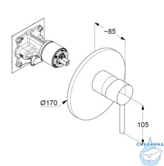 Встраиваемый смеситель для душа Kludi Bozz 386553976 (черный )