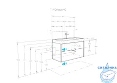 Тумба Акватон Оливия 90 с раковиной Адриана 90 бежевый/дуб велингтон