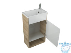 Тумба подвесная 1Marka Lira 40П с раковиной Lira 40 дуб сонома R