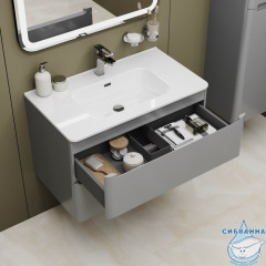 Тумба с умывальником, подвесная, 80 см, светло-серый, Edifice, IDDIS, EDI80L0i95K  подходит умыв. 0108000i28