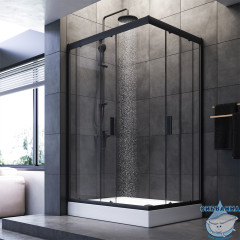 Душевое ограждение Am.Pm Gem W90G-404-120290-BT 120x90 профиль черный, стекло прозрачное (без поддона)