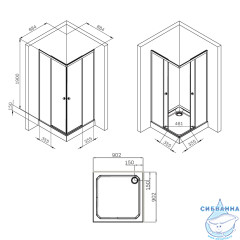 Душевое ограждение AM.PM X-Joy 90x90 W94G-403-9090-BТ профиль черный, стекло прозрачное (без поддона)
