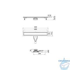 Лоток душевой, сифон 360, комбинированный затвор, двухсторонняя решетка, 600мм, хром, IDDIS, 975B6SB00DZ
