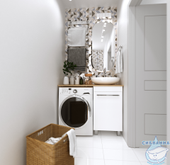 Тумба 1Marka Wash 50 белый со столешницей Wash 110 R белый глянец и раковиной  Roll 53