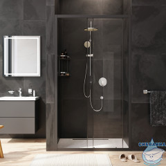 Дверь в нишу AM.PM Gem W90G-110-1-195BT 110 см профиль черный, стекло прозрачное