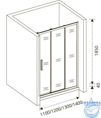 Дверь в нишу Bas Orion WTW-120-G-CH профиль хром, стекло матовое