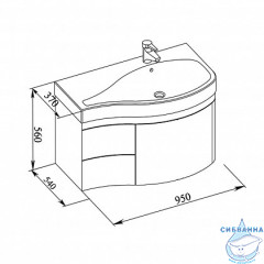 Мебельная раковина Aquanet Сопрано 95 R 169396