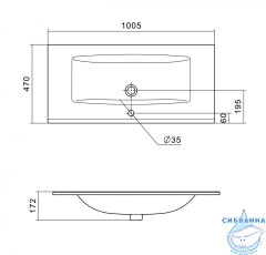 Мебельная раковина Santek Элина 100 см 1WH501627