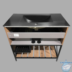 Тумба напольная Comforty Бредфорд 90 дуб темный с раковиной Comforty 90E черная