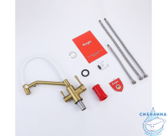 Смеситель для кухни Raglo R81.62.03 (белый/сатин золотой)