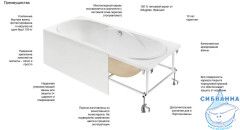 Ванна акриловая Roca Madeira 180х80 с каркасом