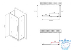 Душевое ограждение ABBER Schwarzer Diamant AG30140BH-S75B-S75B 140x75 профиль черный, стекло прозрачное (без поддона)