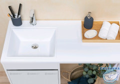 Тумба Aquanet Токио 68 239291 L белый глянец с раковиной Даллас 130