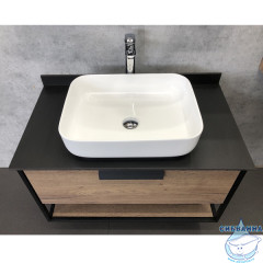 Тумба подвесная Comforty Кёльн 90-1 дуб темный с раковиной Comforty T-Y9378