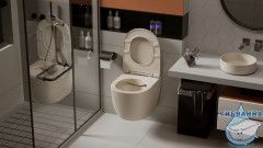 Унитаз подвесной безободковый Abber Bequem AC1101MBEс сиденьем Soft Close (микролифт) (бежевый матовый)