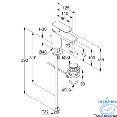 Смеситель для раковины Kludi Pure&Style 403883975 (черный матовый)